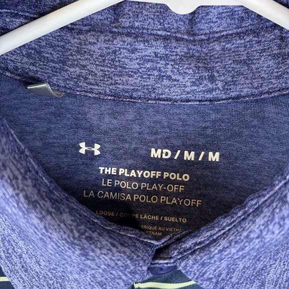 Under Armour The Playoff Polo Shirt Men's M Navy Purple Heather HeatGear Golf - Picture 3 of 7